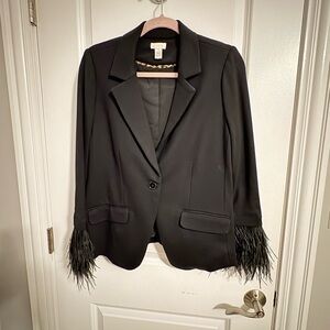 Chico's Black Blazer with Feather Cuffs-. 2010